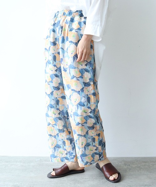 パンツ Yuuun yuni パンツ 水彩ハナプリントパンツ レディース : ZOZOTOWN