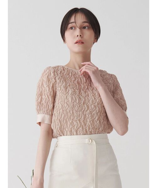 TONAL ブラウス シャツ スモッキングシアーブラウス レディース