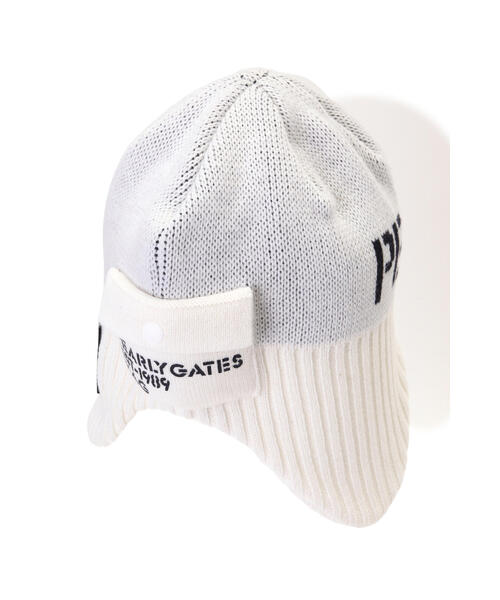 パーリーゲイツ　耳当てニットワッチ　新作　新品タグ付　ホワイト　白　ニット帽 PEARLY GATES ニット帽 ニットキャップ 「PEARLY GATES」耳当て