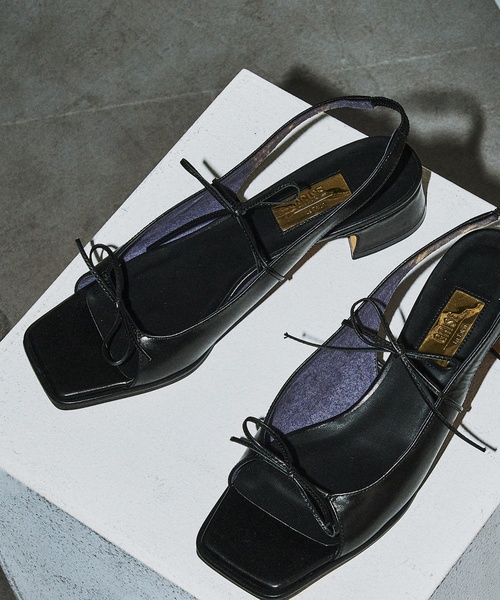 LE TALONレザーWナローリボンサンダル LE TALON サンダル GRISE3cmレザーWナローリボンサンダル