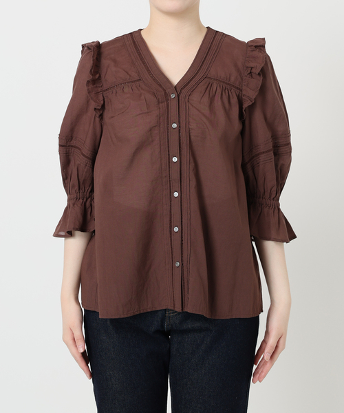 SLOBE IENA ブラウス シャツ コットンレーヨンレースブラウス