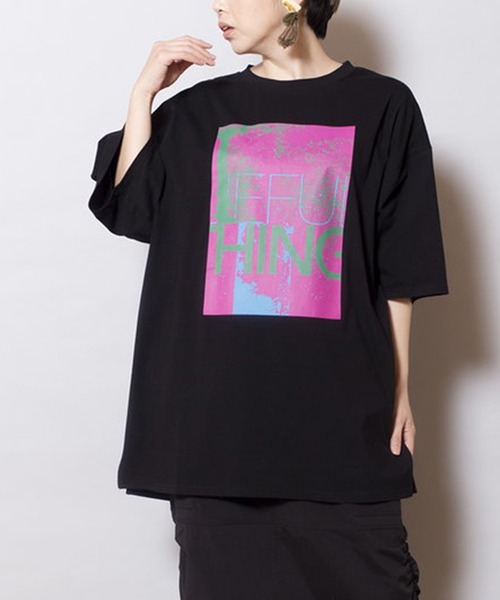「OSMOSIS」 半袖Tシャツ ONE SIZE ブラック レディース OSMOSIS 「OSMOSIS」 半袖Tシャツ ONE SIZE ブラック レディース