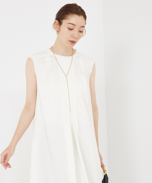 qualite（カリテ） ワンピース リネンライクフロントタックワンピース 