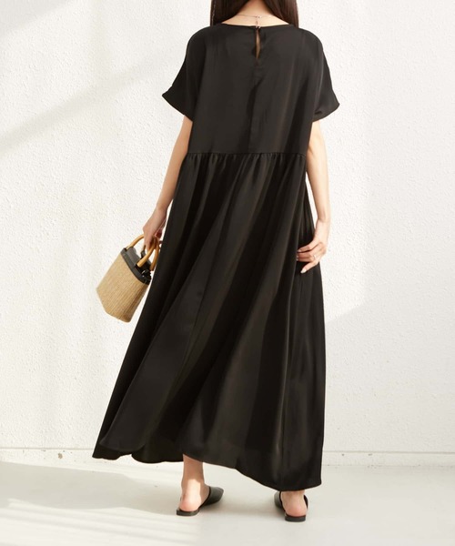 MAISON DE THERESE ワンピース 半袖ルーズシルエットギャザー