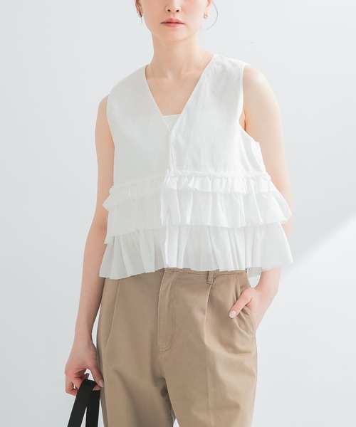 URBAN RESEARCH ブラウス シャツ ノースリーブフリルブラウス