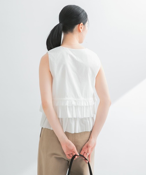 URBAN RESEARCH ブラウス シャツ ノースリーブフリルブラウス