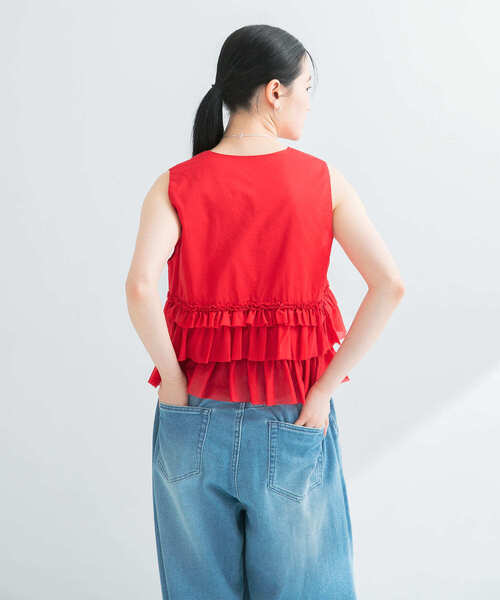 URBAN RESEARCH ブラウス シャツ ノースリーブフリルブラウス
