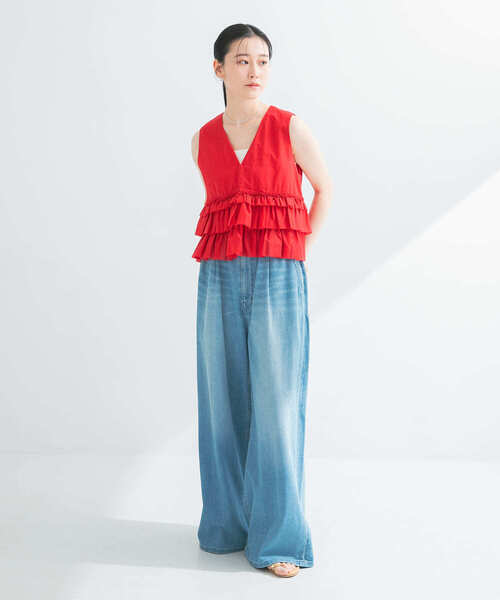 URBAN RESEARCH ブラウス シャツ ノースリーブフリルブラウス