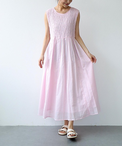 jenny fax　スモッキング　ワンピース Jenny Fax ジェニー ファックス 18SS ネズミ ワンピース F
