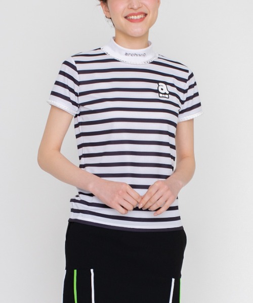 「archivio」 半袖Tシャツ L ホワイト×ブラック レディース