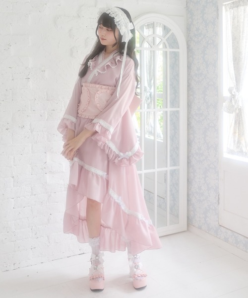 DearMyLove はしごレースフリルロリータセットアップ浴衣のみ 水色 DearMyLove 浴衣 はしごレースフリルロリータ浴衣 レディース