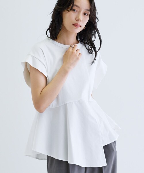 tシャツ ペプラムスムースカットソー レディース