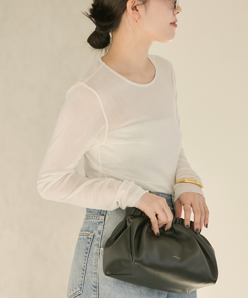 plageプラージュ　フロッキーメッシュロンT ブラック お値下げ♡plage フロッキーメッシュロンT ブラック