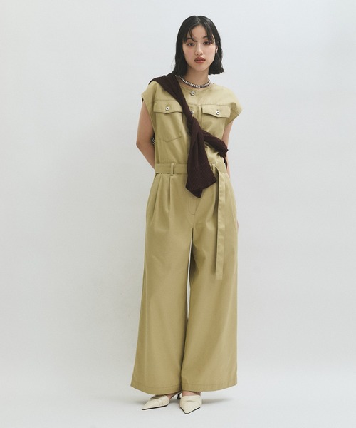 ADAM ET ROPE' FEMME アダムエロペ オールインワン ADAM ET ROPE' オールインワン ノーカラースリーブ