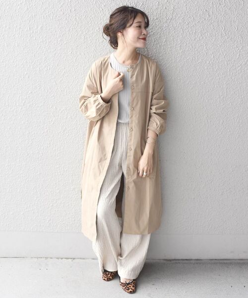 「SHIPS Days」 ノーカラーコート M~L ベージュ レディース_画像2