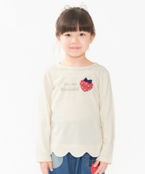 moujonjon（ムージョンジョン） tシャツ ハート・チェリープリント裾