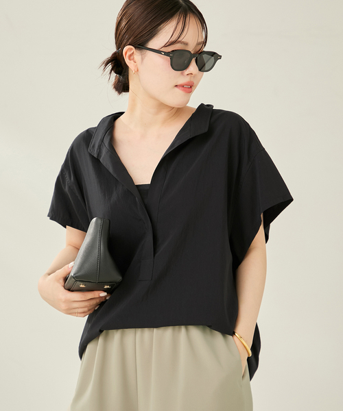 新品　Plage プラージュ Skipper シャツ　ブラック プラージュ Plage sheer skipper ニット （ブラック