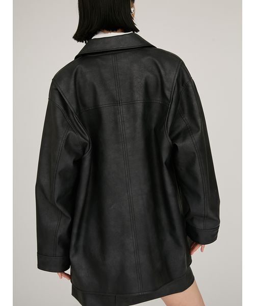 emmi ブルゾン アウター フェイクレザーダブルジップブルゾン