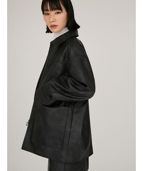 emmi ブルゾン アウター フェイクレザーダブルジップブルゾン