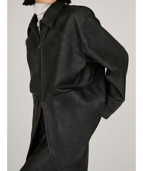 emmi ブルゾン アウター フェイクレザーダブルジップブルゾン