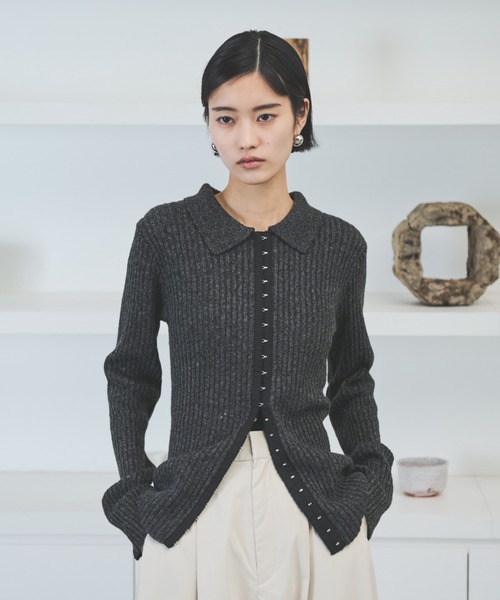 AIC. ニット セーター ホックデザインポロニットトップス レディース