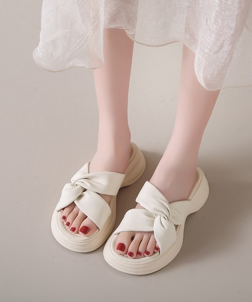 「Miniministore」 フラットサンダル 24.5cm ブラック レディース_画像3