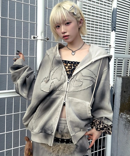 パーカー A'GEM/9 × .kom 「A'gem/エージェム」AGロゴ加工ジップアップパーカー メンズ レディースの画像