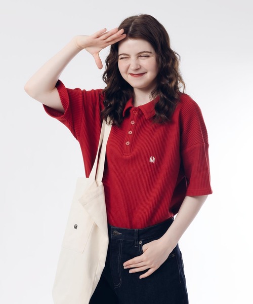 「MUHET」 半袖ポロシャツ MEDIUM ライトベージュ レディース_画像5