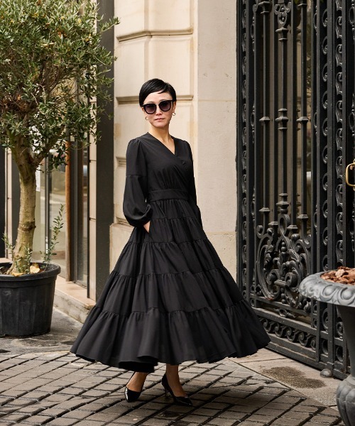 JENNE」 長袖ワンピース MEDIUM ブラック レディース Mサイズ