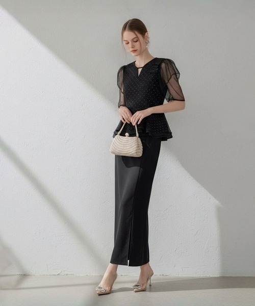 Leja（レジャ） ドレス 「LEJA」ドットストーンチュールペプラム