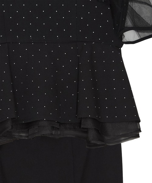 ドットストーンチュールペプラムセパレートIラインドレス結婚式二次会パーティー Leja（レジャ） ドレス 「LEJA」ドットストーンチュールペプラム