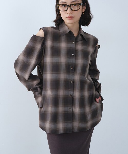 CODE A ブラウス シャツ shadow check over shirt レディース