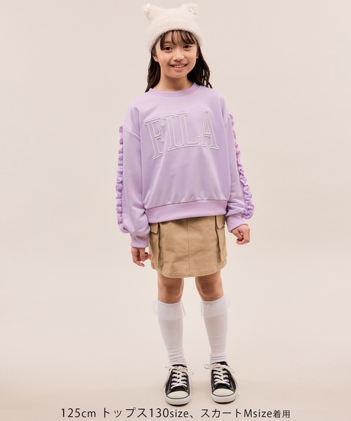 Maison de FLEUR canon 伸びするあの子のフリルスウェット FILA（フィラ） トレーナー 「KIDS/キッズ」「FILA/フィラ別注」袖