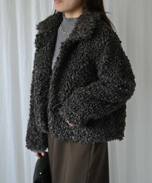 ＆HALF コート アウター プードルファーボアジャケット レディース