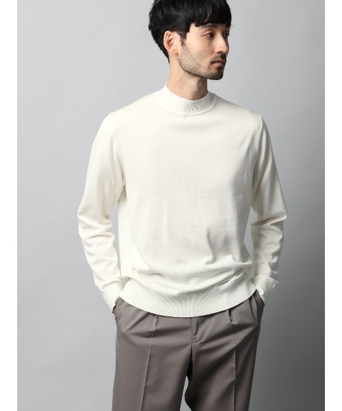 セーター ニット モックネックニット 長袖 ウォッシャブル 強撚