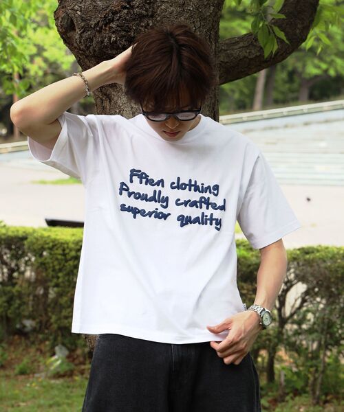 「FFEIN」 半袖Tシャツ MEDIUM アイボリー メンズ_画像2