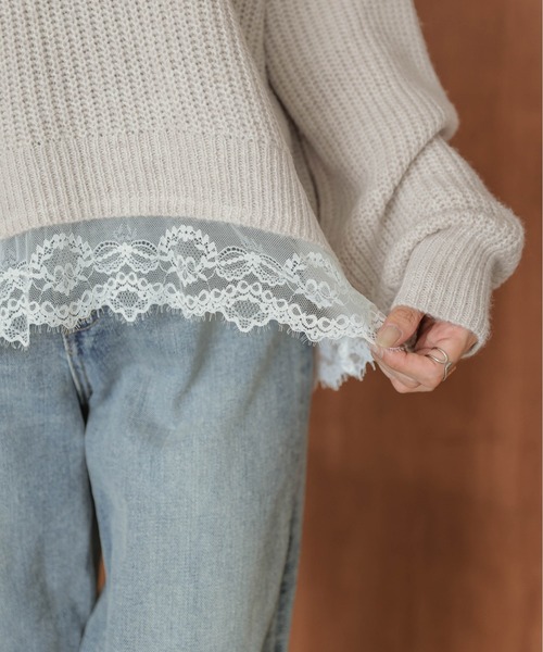 ニット セーター 裾レース ニットプルオーバー レディース : ZOZOTOWN
