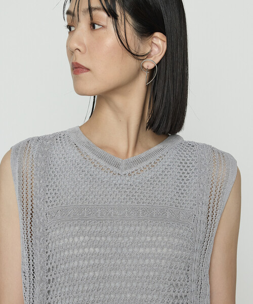 ギャバジン K．T（Gabardine K．T）/〔 +サイズ 〕 コイルヤーン レーシーベスト Gabardine K.T（ギャバジンK.T） ベスト ジレ コイルヤーン レーシー