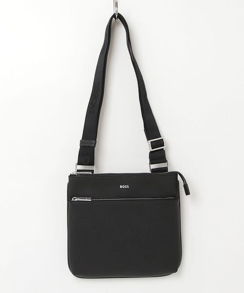 美品　BOSS ブラックレザーショルダーバッグ BOSS レザーショルダーバッグ | ブラック | FARFETCH JP