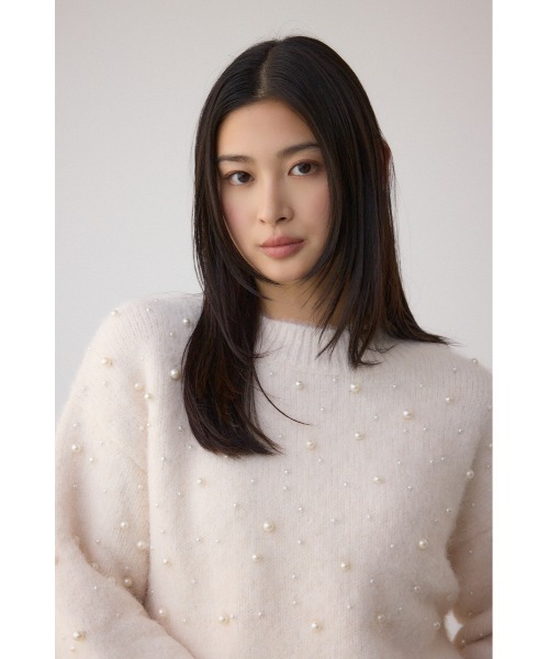 美品♡ビジューボーダーニット ボーダービジュー付きプルオーバーカットソー