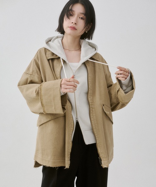 hunch（ハンチ） ブルゾン アウター デニム/ツイル Wジップ オーバー