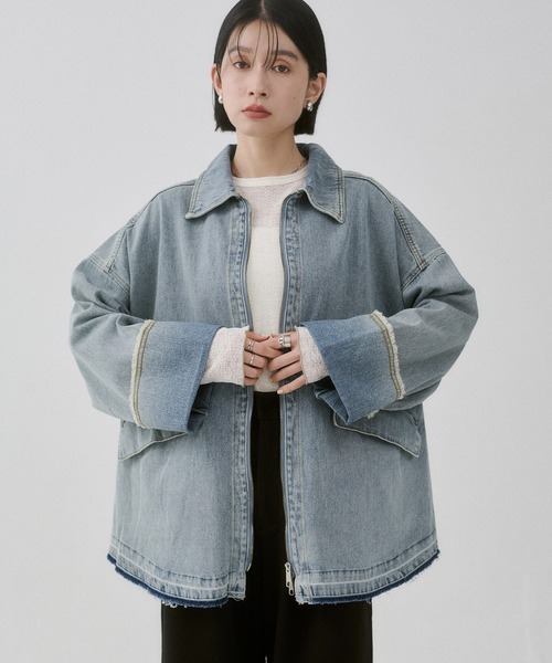 hunch（ハンチ） ブルゾン アウター デニム/ツイル Wジップ オーバー