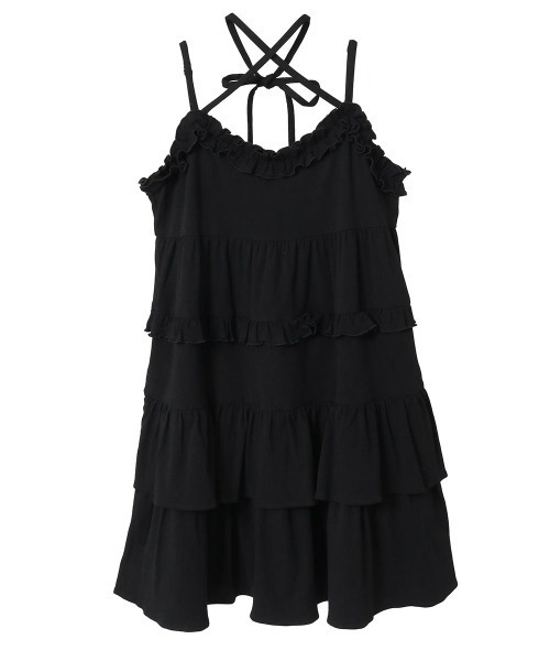 【美品】CandyStripper キャミワンピース 黒 ボーダー 個性派 Candy Stripper（キャンディーストリッパー） ワンピース TIERED CAMI