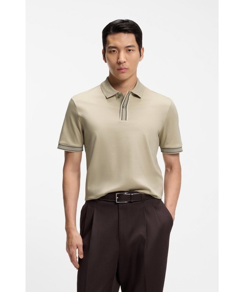 BOSS（HUGO BOSS） ポロシャツ 半袖 シルケットコットン ライントリム