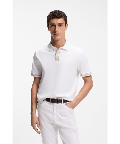 BOSS（HUGO BOSS） ポロシャツ シルケットコットン ライントリム