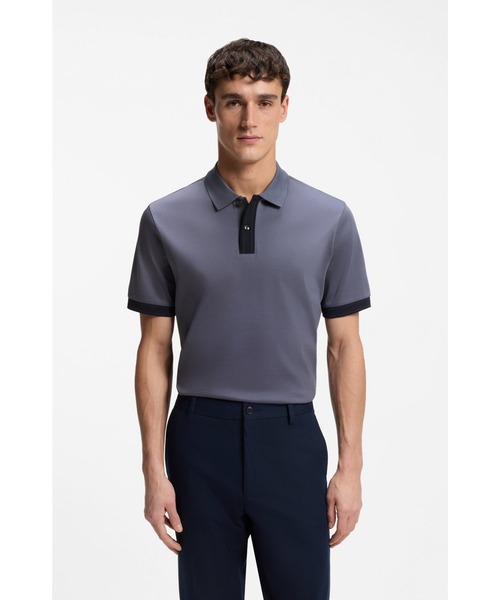 BOSS（HUGO BOSS） ポロシャツ 半袖 シルケットコットン ライントリム
