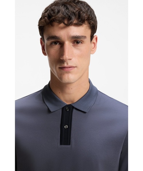 BOSS（HUGO BOSS） ポロシャツ シルケットコットン ライントリム