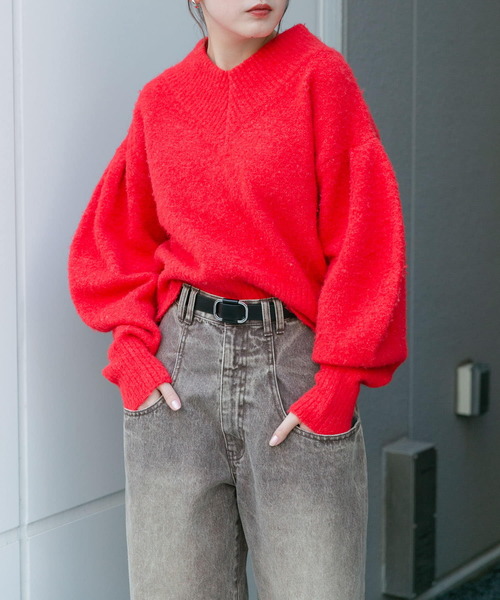 「KBF」 長袖ニット ONE レッド レディース_画像2