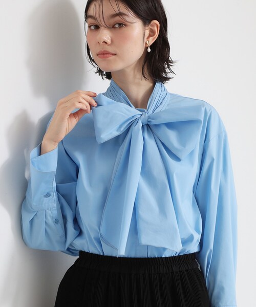 THE SHOP TK ブラウス シャツ 「通勤スタイルに」タックボウタイ