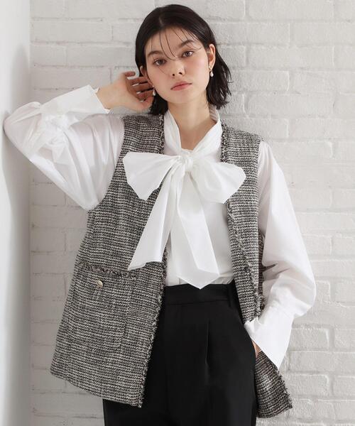 THE SHOP TK ブラウス シャツ 「通勤スタイルに」タックボウタイ